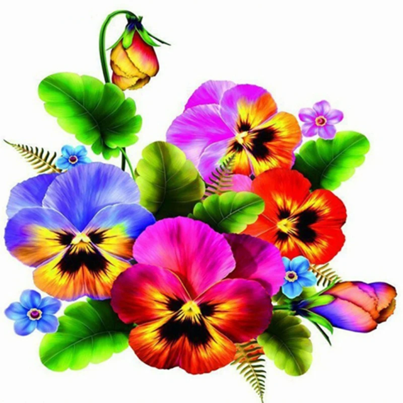 5D Diamond Painting Stitch Cross Needlework Full Embroidery Colorful Round Decorative Flowers | Дом и сад