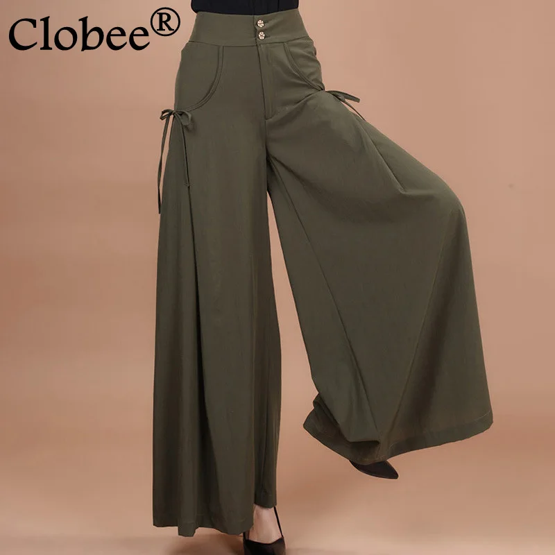 Для женщин широкие брюки Штаны весна и осень для Большие размеры Высокая Талия