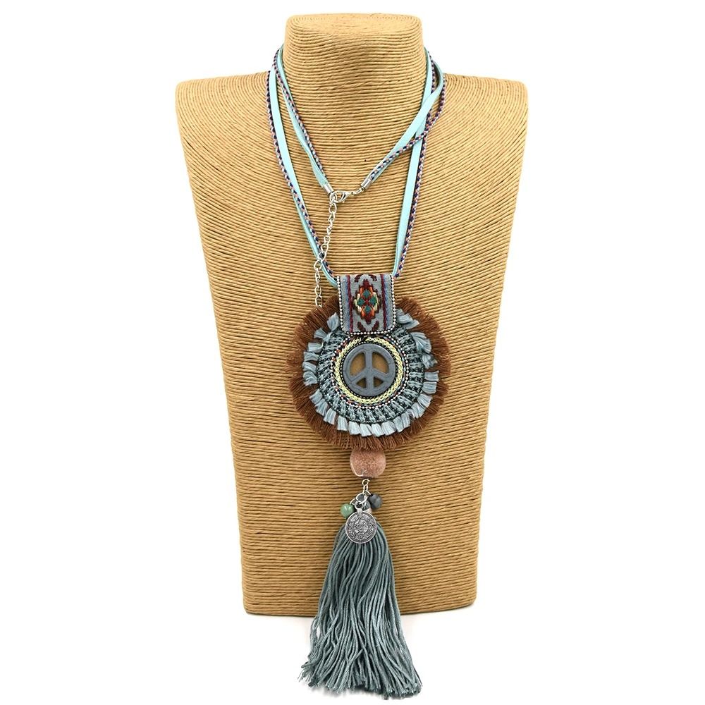 Новые женские аксессуары богемное этническое длинное ожерелье с бахромой и