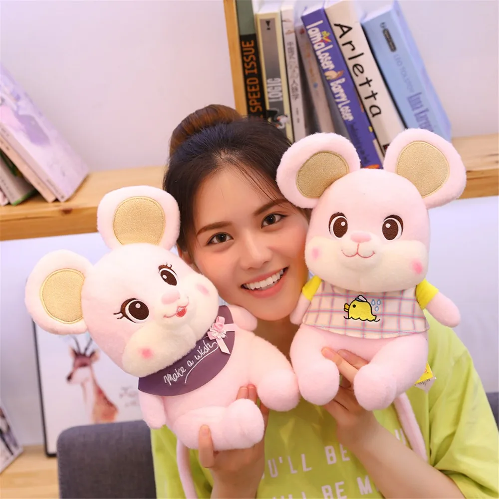 1 шт., новинка, Kawaii mouse, плюшевая кукла, высокое качество, мягкая в ношении мышь, фигурки животных игрушечные, детские подарки на день рождения, Рождество