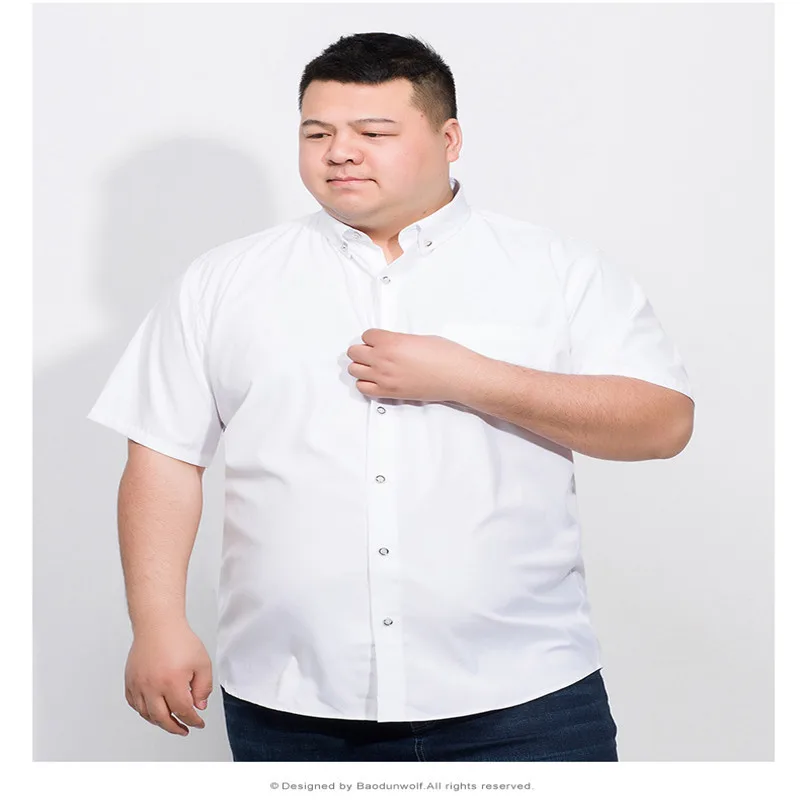 Plus size 8XL 7XL 2018 Summer Cotton Men Short Sleeve Shirts Solid Business Working Wear Casual Male Shirt Oxford | Мужская одежда