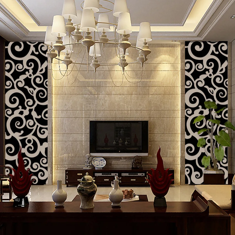 Hollow Acrylic Mirror Xiangyun Screen Wall Sticker Three-dimensional Home Decoration Living Room Stickers | Дом и сад