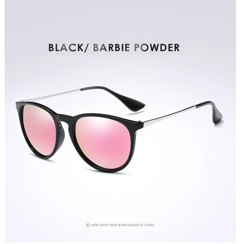Black -Barbie Powder AORON, модные солнцезащитные очки, для женщин и мужчин, поляризационные солнцезащитные очки, классические, Круглые, зеркальные, UV400, солнцезащитные очки - Цвет линз: Black -Barbie Powder