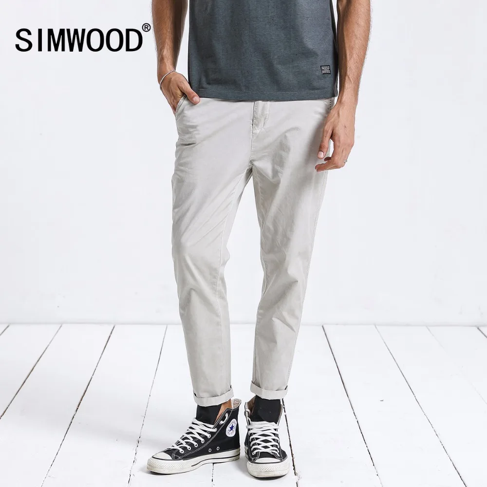 SIMWOOD 2019 весна лето повседневные брюки мужские карманные до щиколотки винтажные