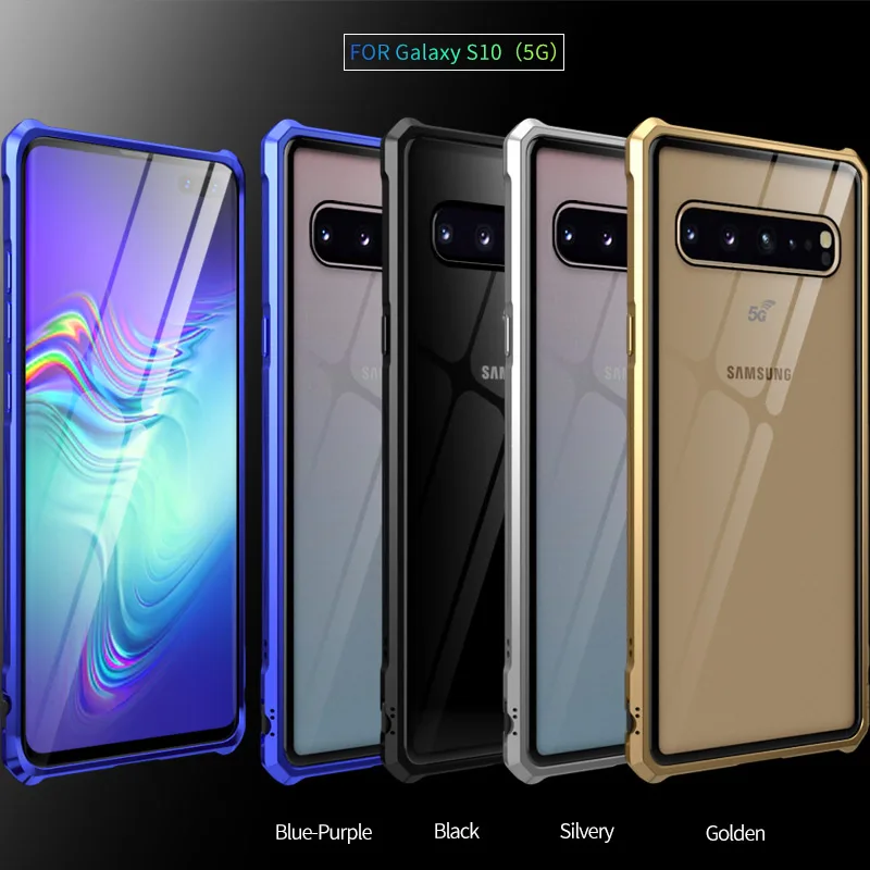 Чехол для Samsung Galaxy S10 5G роскошный прозрачный закаленное стекло металлический