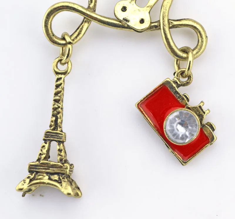 Women Gift Vintage Style Rabbit Camera Eiffel Tower Charms Pendant Necklace Retro Metal Necklaces Long Chain Jewelry | Украшения и