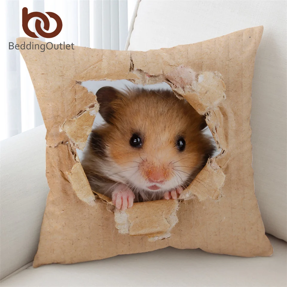Чехол BeddingOutlet искусственная наволочка 3D с милой мышью декоративная для подушки