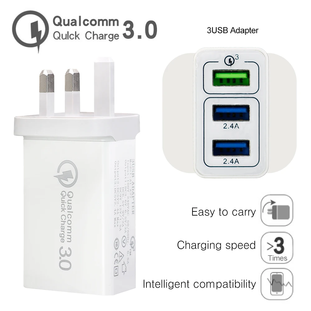 Оригинальное YILIZOMANA 30 Вт быстрое зарядное устройство QC 3 0 EU US UK порта USB для iPhone Samsung