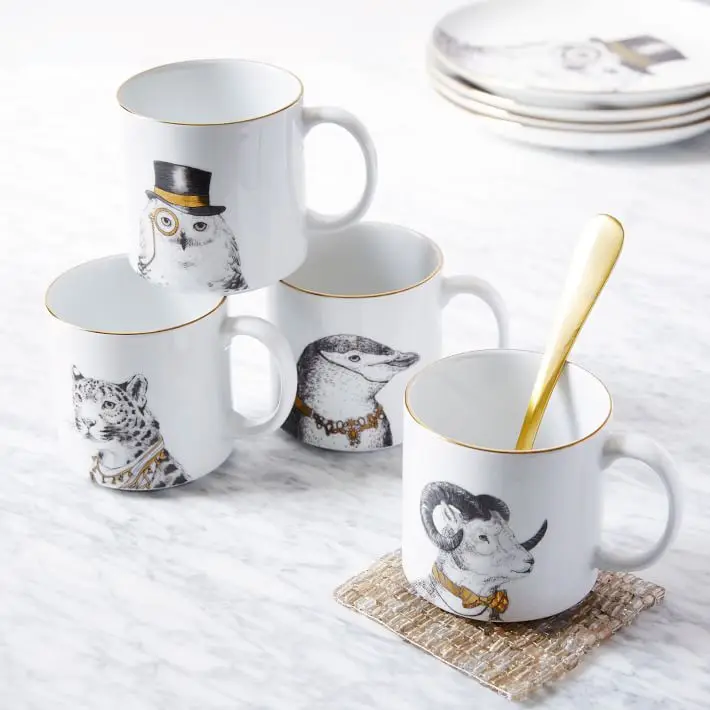 

Original Bone China Mug Ceramic Coffee Cup Gold Painting Craft Cup