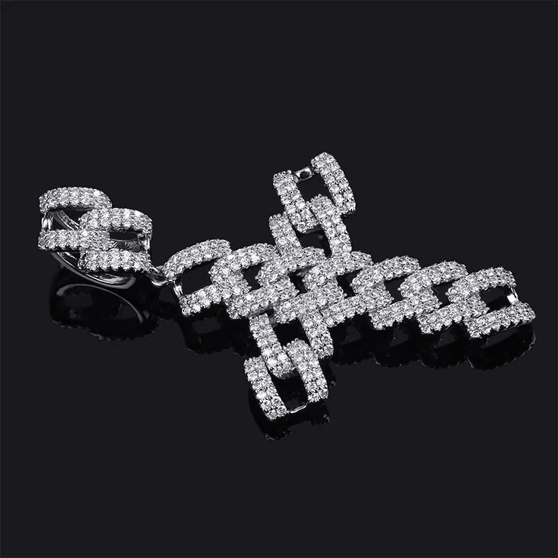 Iced Out Снаряженная кубинская кулон в виде креста на цепочке ожерелье Мужская/Женская микро Pave CZ Шарм Персонализированная цепочка хип-хоп ювелирные изделия для подарков