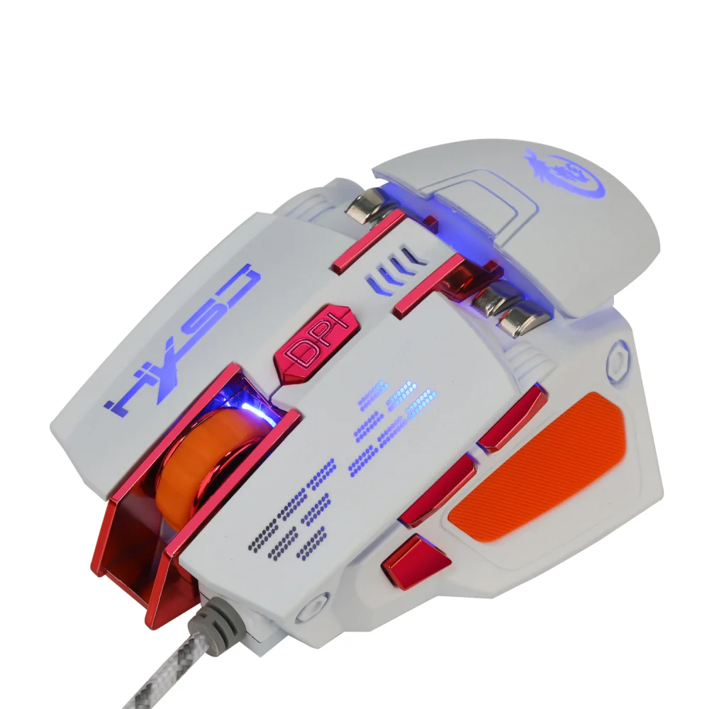X200W HXSJ 7 клавиш Макросъемка игровая мышь Четырехцветная светящаяся мышь 4000 точек/дюйм две руки и конфигурация вес регулируется - Цвет: X200W