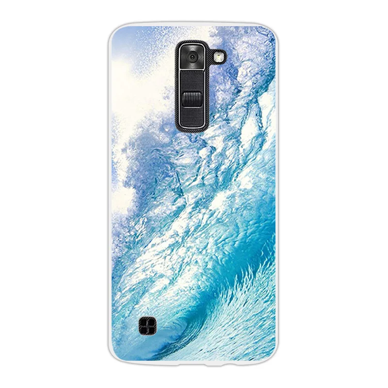 New TPU Soft Silicon Phone Cases for LG K7/Tribute 5 LS675/X210 X210DS Shell Sea Waves Design 5.0 inch Back Cover Clear Fundas | Мобильные