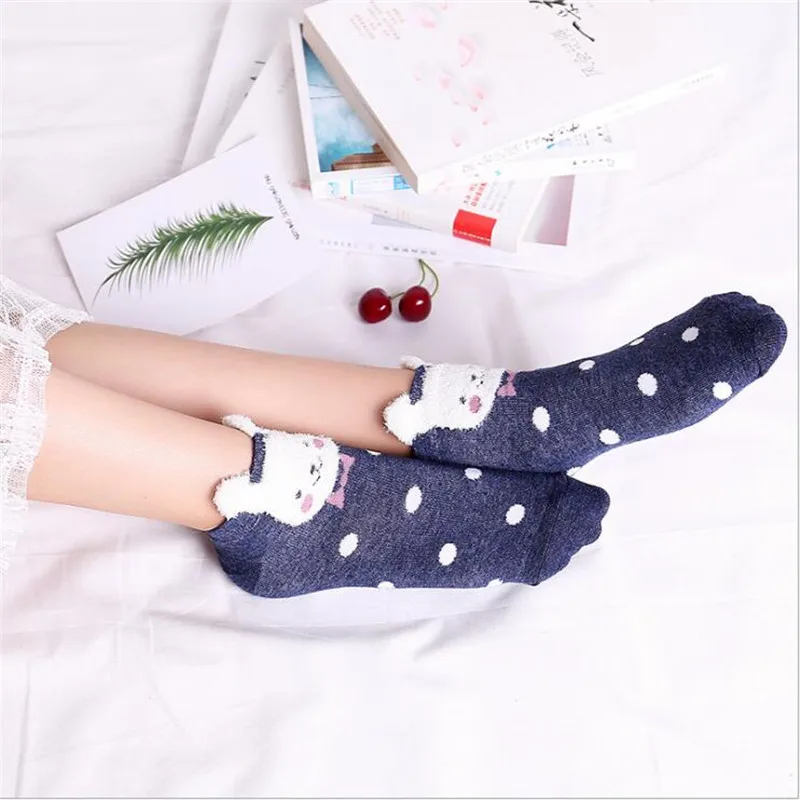 Милые мужские и женские носки с объемными маленькими ушками милые героями