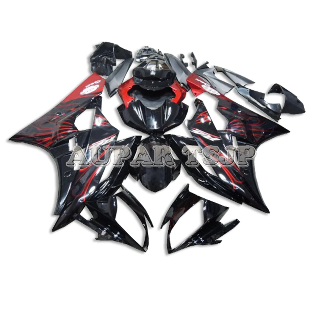 

Black Red Flames Cowlings Fit For Yamaha 2006 2007 YZF-600 R6 06 07 Sportbike Injection Plastic Pieces Motorcycle Covers