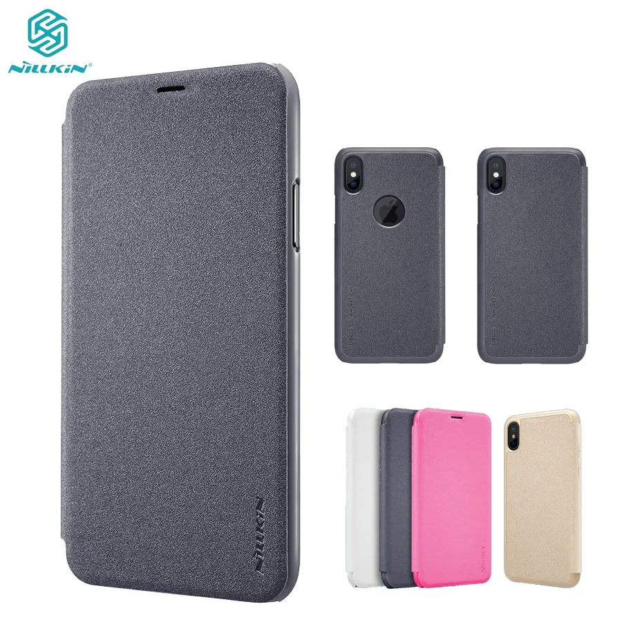 

For iPhone X XS cover protector Case NILLKIN Sparkle super thin Luxuly flip cover PU leather case for iPhone XS Phone Bags