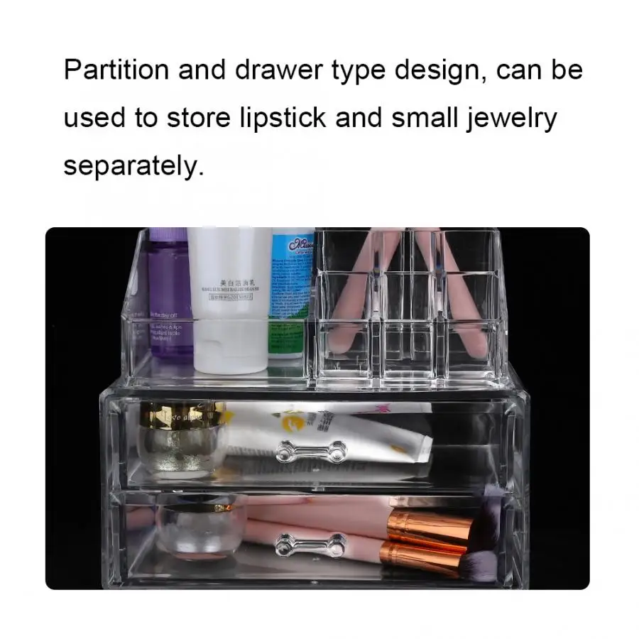 portable Transparent Cosmetic Storage Case Drawer Type Lip stick Toner Lotion Holder Display Stand Makeup Container Organizer | Красота и