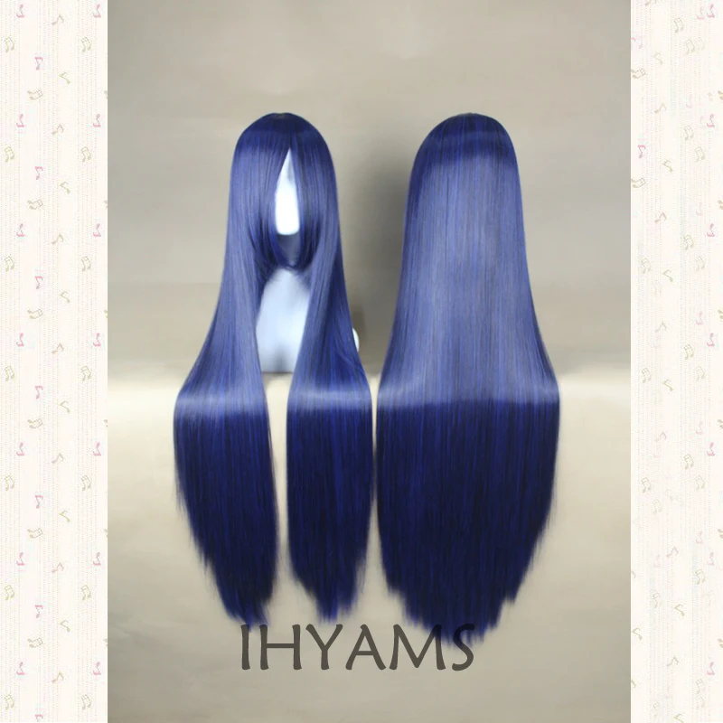 

N0.6/Sonoda Umi/Imai Nobume Wigs 100CM Blue Mix Black Full Bangs Synthetic Hair Cosplay Costume Wigs + Wig Cap