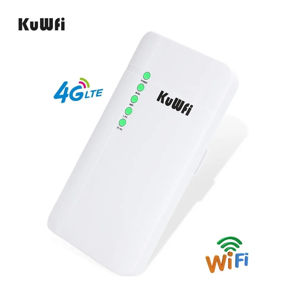 KuWFi разблокированный 150 Мбит/с 4G LTE Wifi CPE маршрутизатор, открытый водонепроницаемый CAT4 беспроводной маршрутизатор Поддержка 32 Wifi пользователей работает с ip-камерой