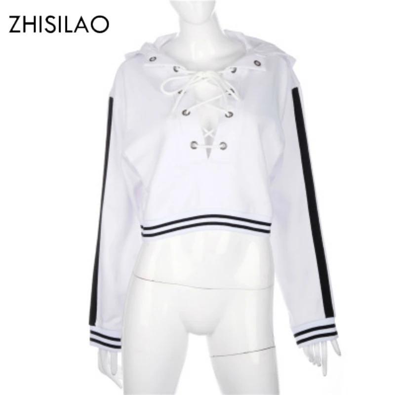 

ZHISILAO 2018 Woman Hoodies Woman Sweatershirt Woman Pullover Hoodie Pull Femme Harajuku Hoodie Sudadera Cropped Hoodie White