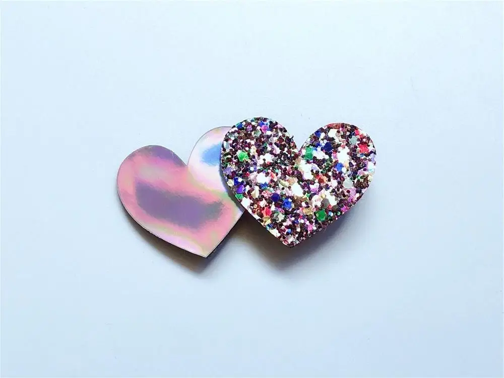

20pcs Fashion Cute Glossy Laser Heart Hairpins Pacthwork Glitter Heart Hair Clips Princess Headwear Boutique Hair Accessories