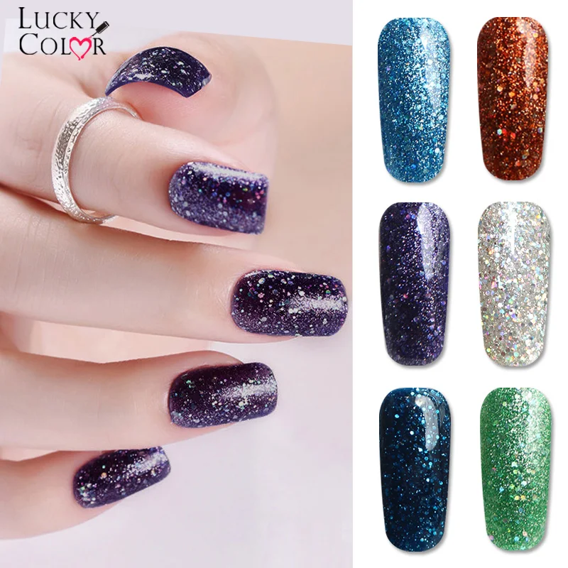 Алмазный Блестящий Гель лак для ногтей УФ гель лака отмачиваемый 12 видов цветов