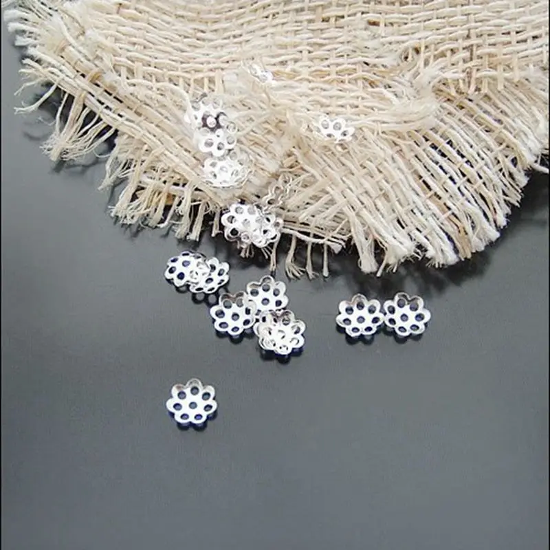 Бесплатная доставка DIY аксессуары 6 мм цветочек серебряный металлический цветок