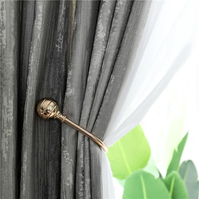 Gray MAKEHOME Элегантные плотные роскошные современные шторы окна гостиной в полоску жаккардовые ткани затемненные шторы для спальни - Цвет: Gray