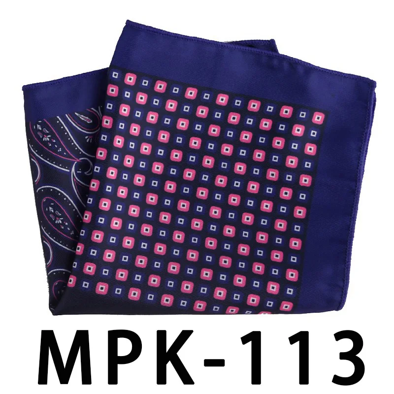 MPK-113 YISHLINE отличительный мужской носовой платок Карманный квадратный шелковый человек в горошек Пейсли мужские нагрудные платки свадебные праздничные аксессуары на подарок - Цвет: MPK-113