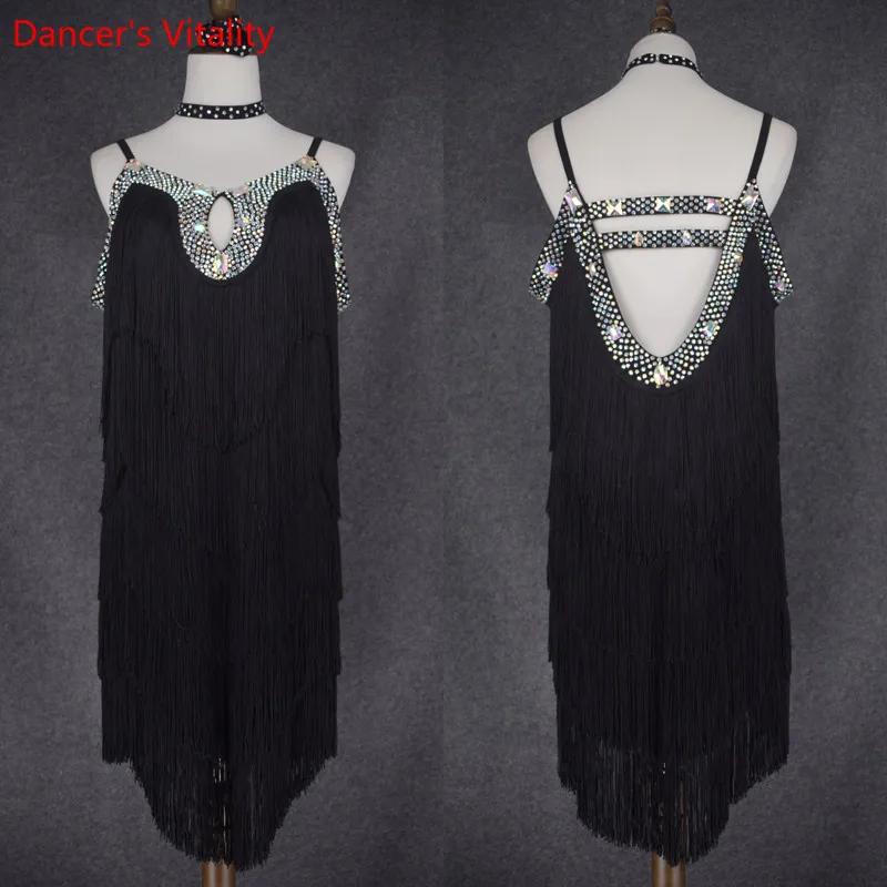 

New 2017 Latin Dance Dresses Suits Women/Girls Sexy Fringes long Skirt Ballroom/Tango/Rumba/Latin Dresses Clothings For Dancer