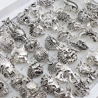 wholesale 20pcslots mix snake owl dragon wolf elephant tiger etc animal style antique vintage jewelry rings for men women