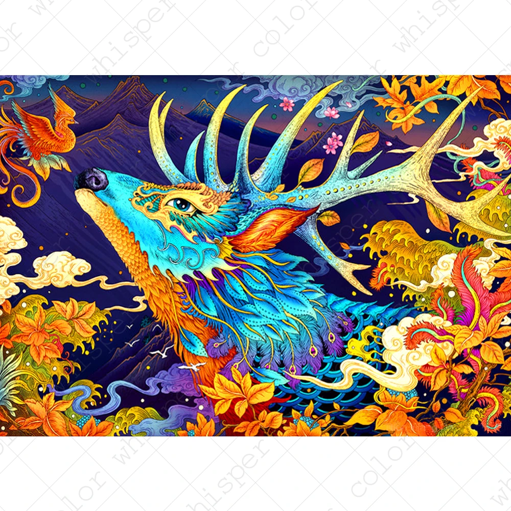 Алмазная живопись полноразмерная/круглая картина из страз красочный лось