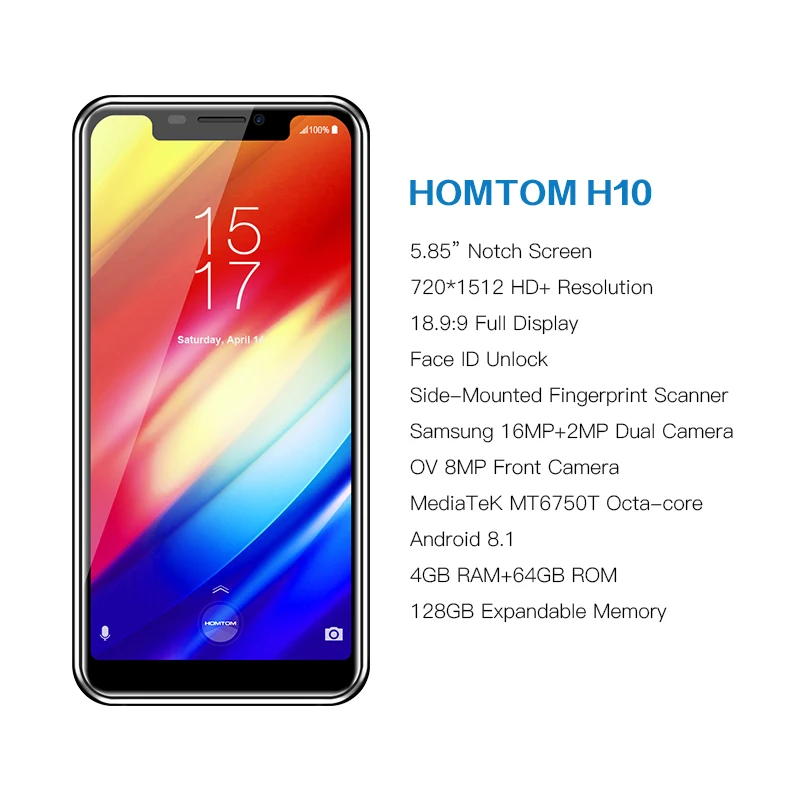 Глобальная версия Mobile H10 4 Гб 64 мобильный телефон Android 8 1 Face ID 4G 5 85