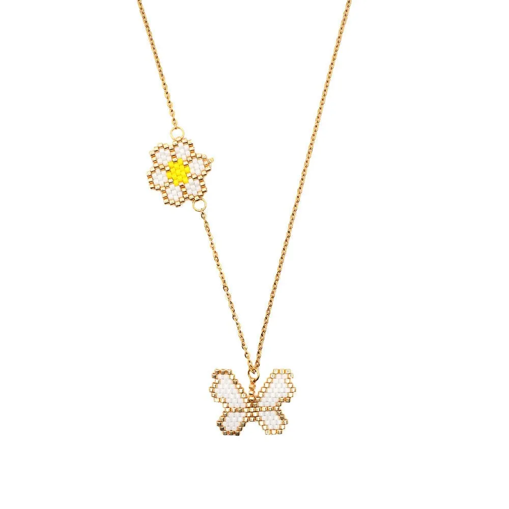 Go2boho Perles MIYUKI ожерелье s женское колье подвеска ожерелья в виде бабочки Ювелирные изделия Чокер в подарок ручная работа нержавеющая сталь Золотая цепь - Окраска металла: MI-N190031