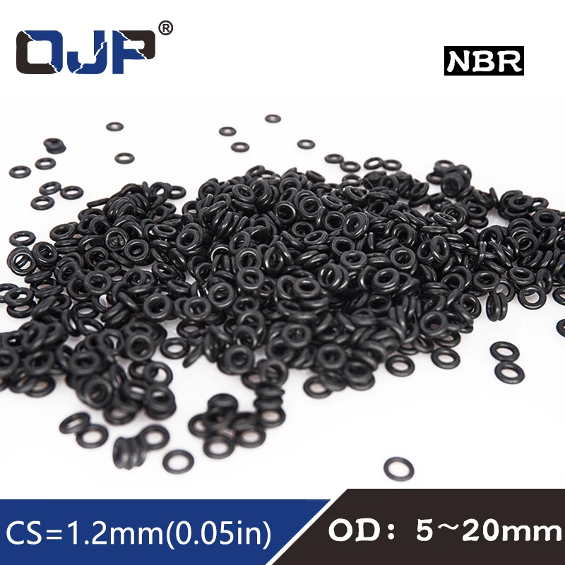 50 шт./лот резиновое кольцо черное уплотнительное NBR CS1.2mm OD5/5 5/6/6. Уплотнительное