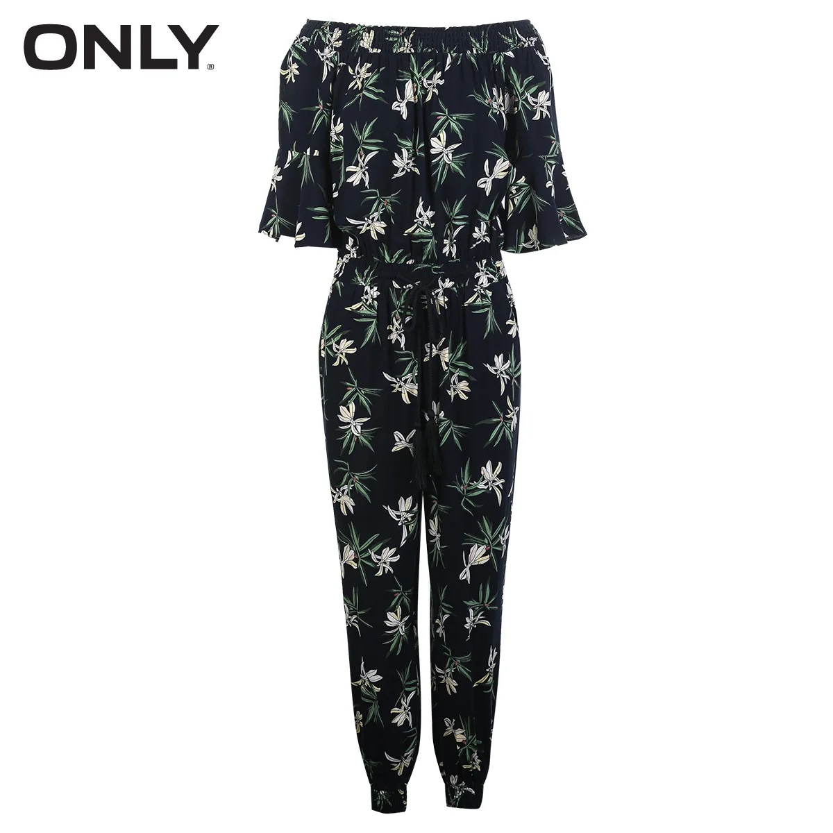 

ONLY Women's Boat Neck Elasticized Waist Jumpsuit |118244512