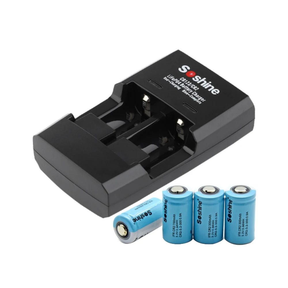 4 шт. литиевая батарея Soshine 3 2 в 300 мАч CR2 перезаряжаемая LiFePO4|lithium battery|rechargeable