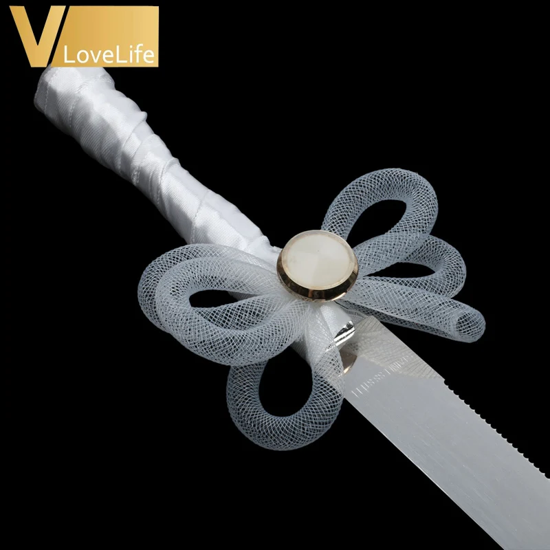 Набор ножей для свадебного торта из нержавеющей стали набор с белыми Сатиновыми