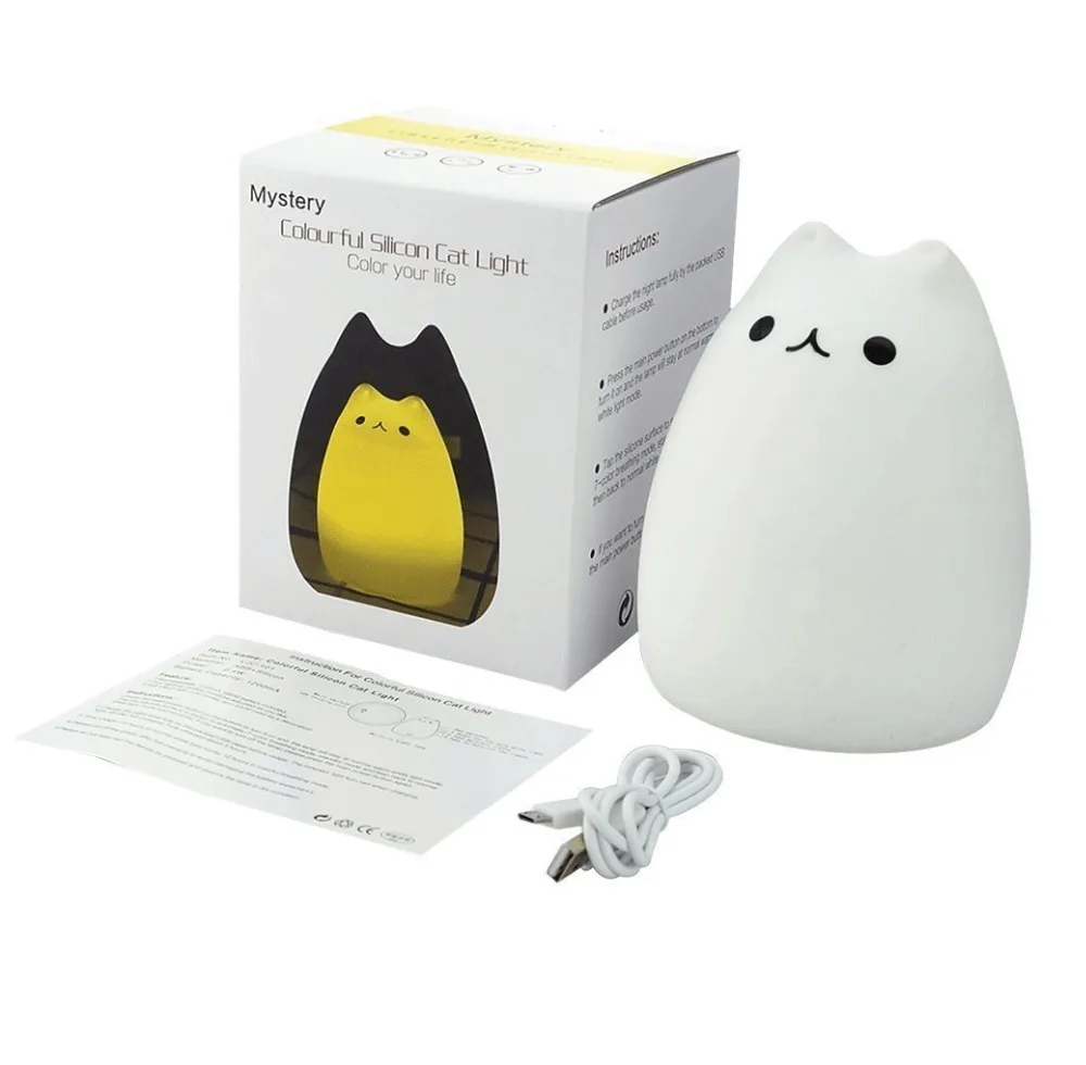 Etecktop Cat ночник для детей мягкий силиконовый светодиодный Детские сна
