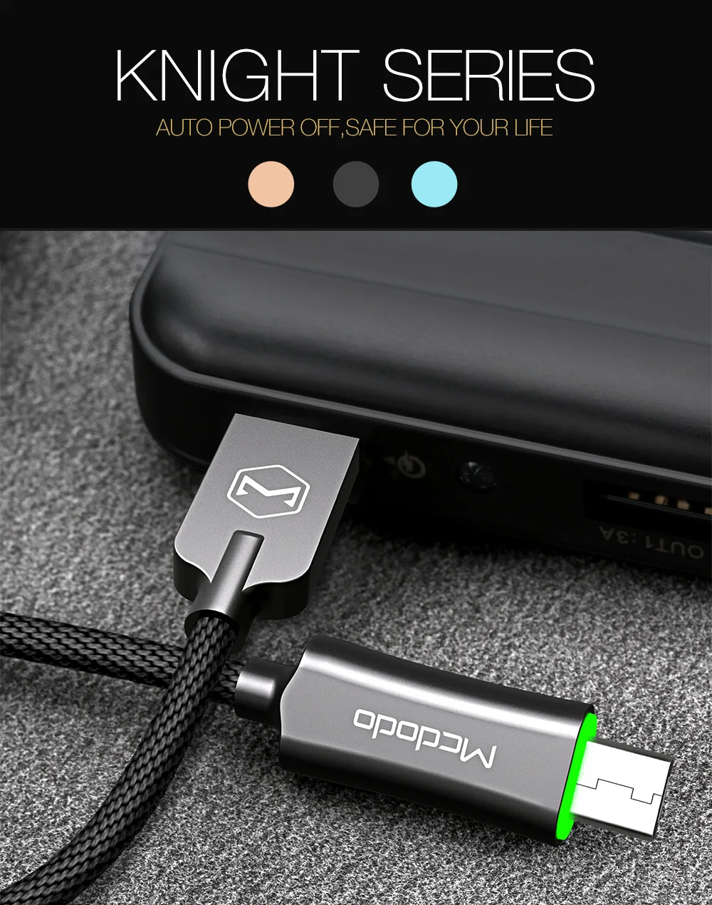 Mcdodo Micro USB кабель 3A Быстрая зарядка USB кабель для передачи данных QC3.0 для samsung S7 Xiaomi LG Android телефон автоматическое отключение светодиодный USB шнур