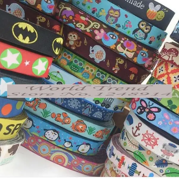 

1.5cm 4 yards Computer embroidery cartoon ribbon laciness woven label decoration belt cloth label with water wash label