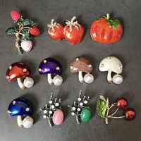 cute design enamel candy color pumpkin mushroom brooches christmas birthday gifts