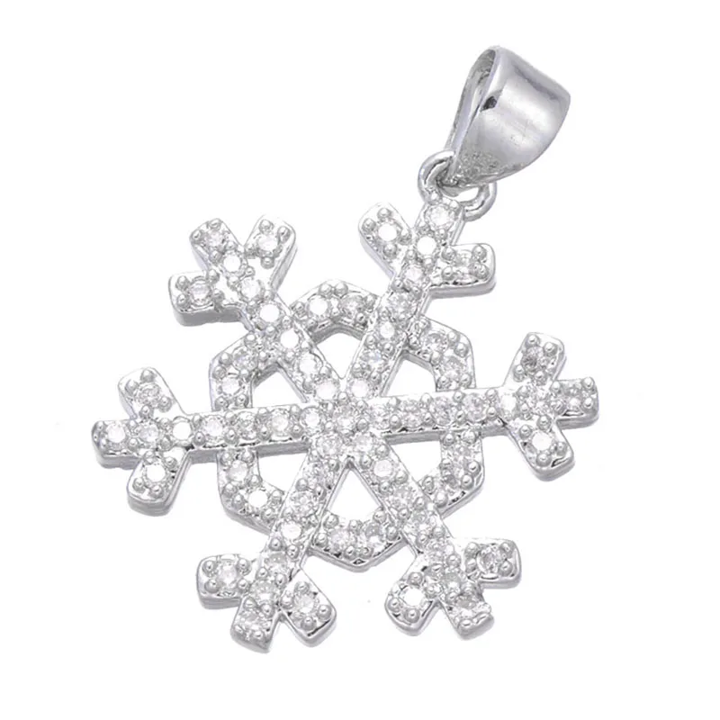 

Fashion Jewelry Shining Zircon Christmas Snowflake Charms For Jewelry Making Copper Micro Pave Floating Charms Bijoux Berloques