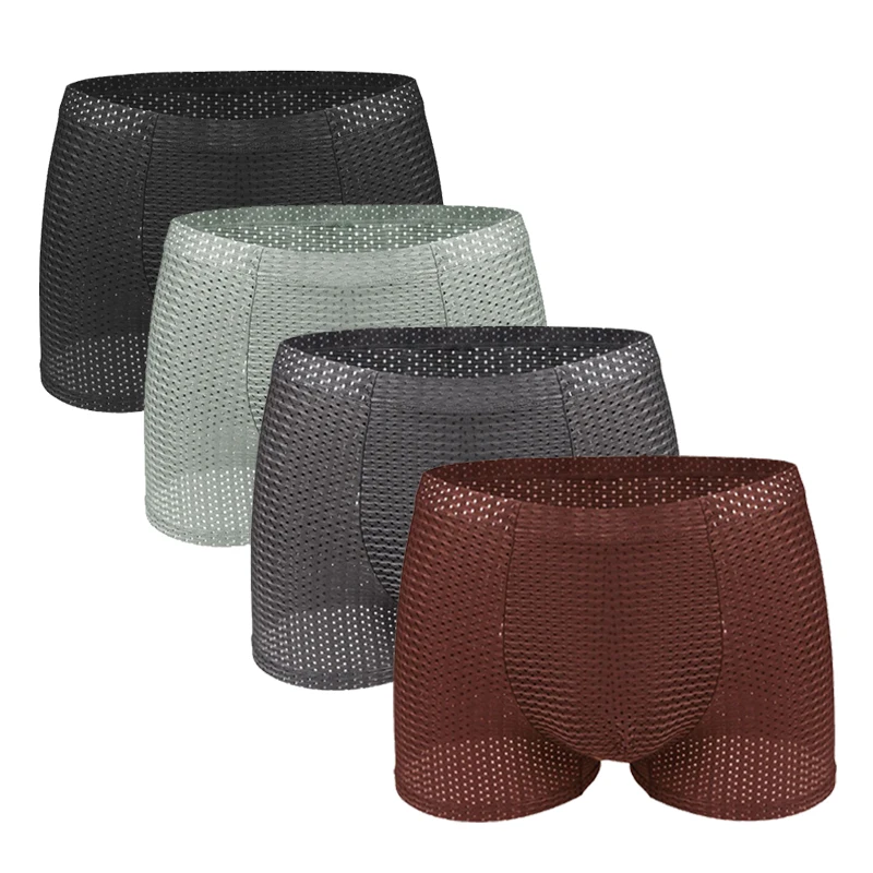 4 шт./лот трусики Для мужчин боксер тонкие летние дышащее Нижнее белье Шорты