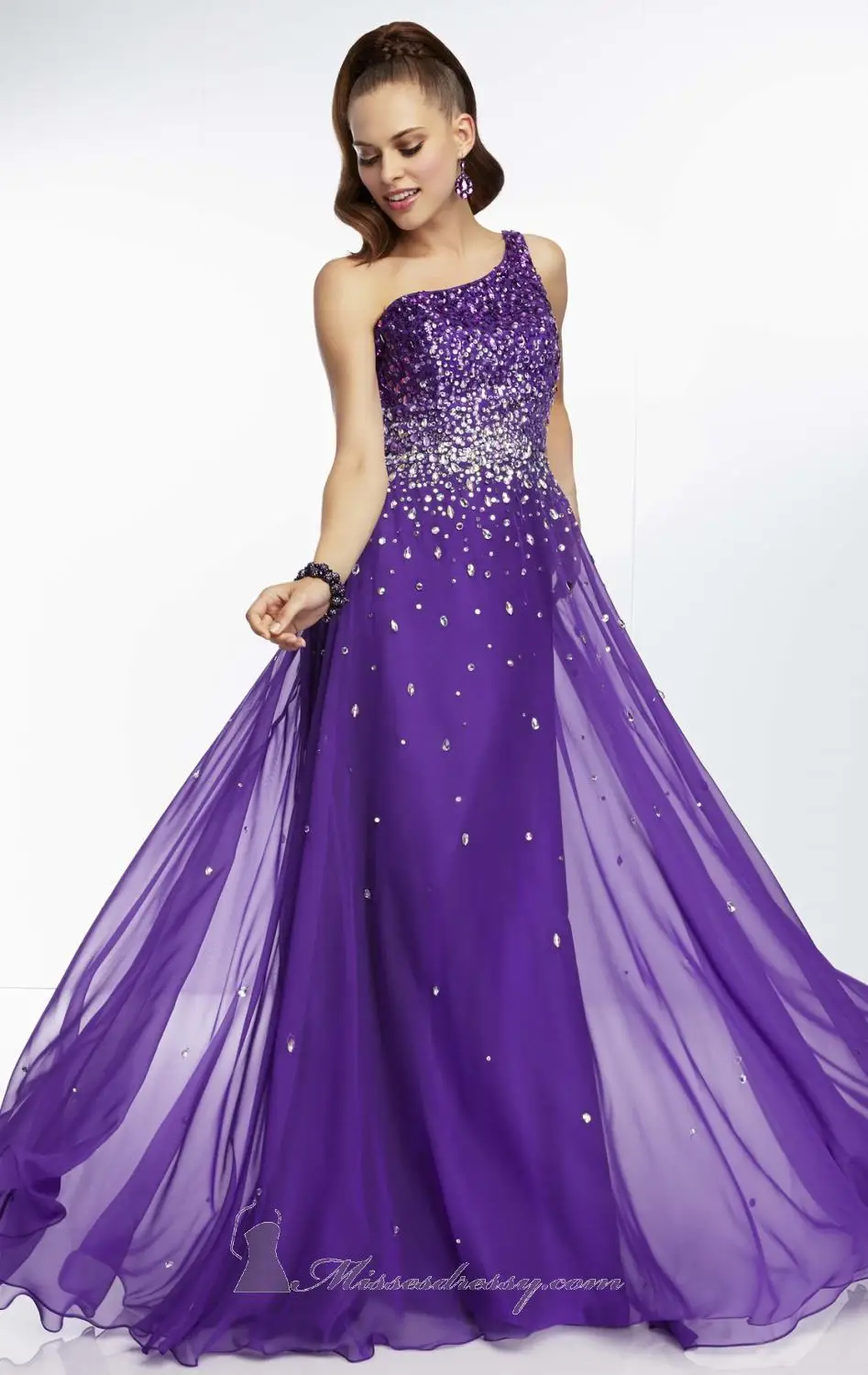 Navy pink one shoulder See Through Appliqued Floor-length A-Line Fashion Girls Csual Sexy Full Photos Cheap Evening Dress 2013 | Свадьбы и