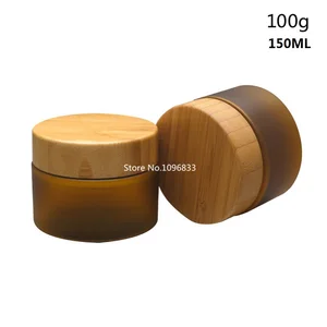 Флакон для косметики из матового пластика с бамбуковой крышкой, 10 шт., косметический контейнер для крема, лосьона, большая баночка Botella 100 г 150 мл