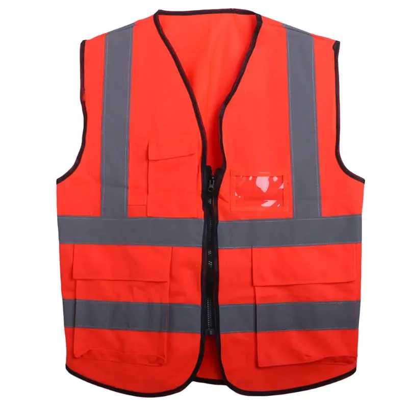 Hi-Vis жилет безопасности с молнией светоотражающий жилет безопасности 5 карманов