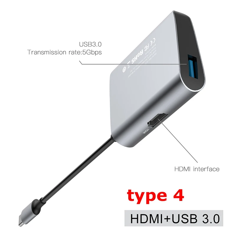 BASEUS typc-C usb Multiduty Адаптер HUB Тип C на USB разъем SD карты памяти HDMI VGA RJ45 Ethernet порты и
