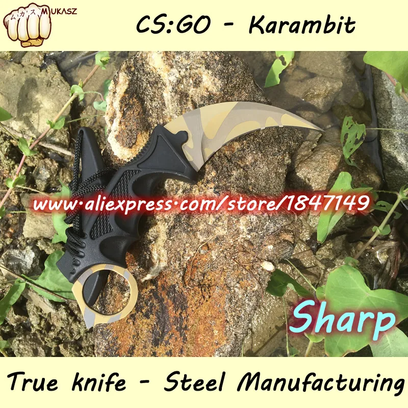 MUKASZ CSGO Выжженной Counter Strike Золотой Karambit Нож Шеи с Оболочкой Убоя Реальная игра