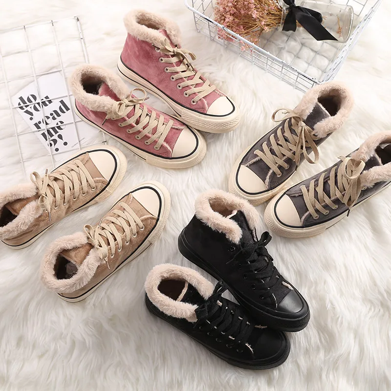 Женская зимняя обувь из хлопка новинка 2019 парусиновая Студенческая теплая с