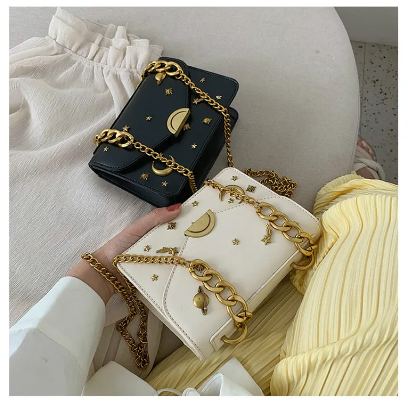 Металлическая маленькая квадратная сумка-мессенджер Moon Star модная сумка на плечо